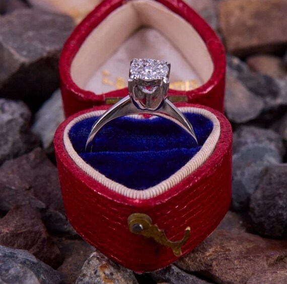 Diamond Illusion Engagement Ring 18K White Gold - image 3