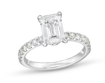 Emerald Cut Lab Grown 2 1/2 ct. Diamond Ring in 14k White Gold