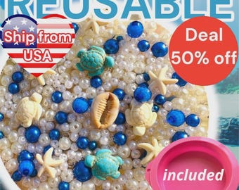 BIG SALE Reusable Picky Pad (4 inch) Shipping From USA + tray included: Ocean Seashell Starfish Turtle Shell Fidget Toy for Stress Relief