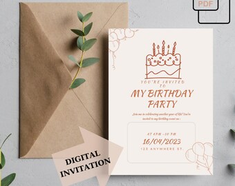 Let's Celebrate Party Invitation Editable Template, Surprise Birthday Party Invites,Any age, Digital Invite,Digital and printable invitation