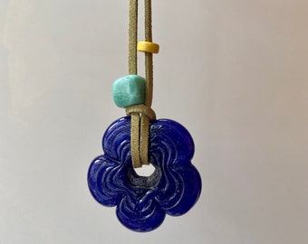 Necklace Glass Flower & Pearl (Glass flower)