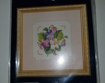 Serendipity Violet Fancy l124 embroidery kit Framed Size 6.5 x 6.5