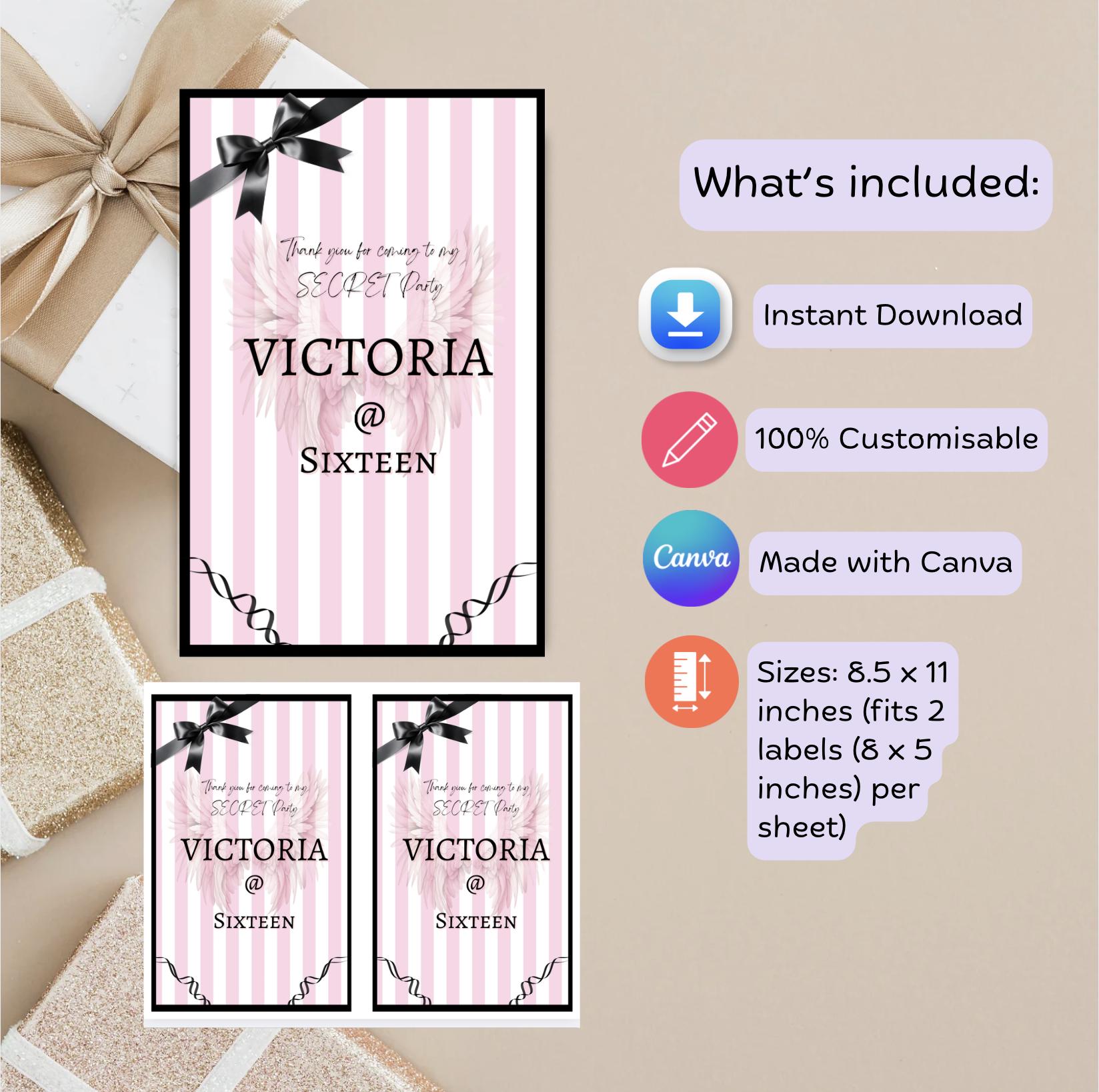 Victoria Secret Party Bag Label | Victoria Secret Birthday Gift