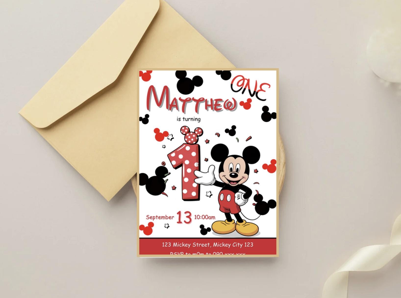 Editable Mickey Mouse 1st Birthday Invitation | Mickey Mouse Printable ...