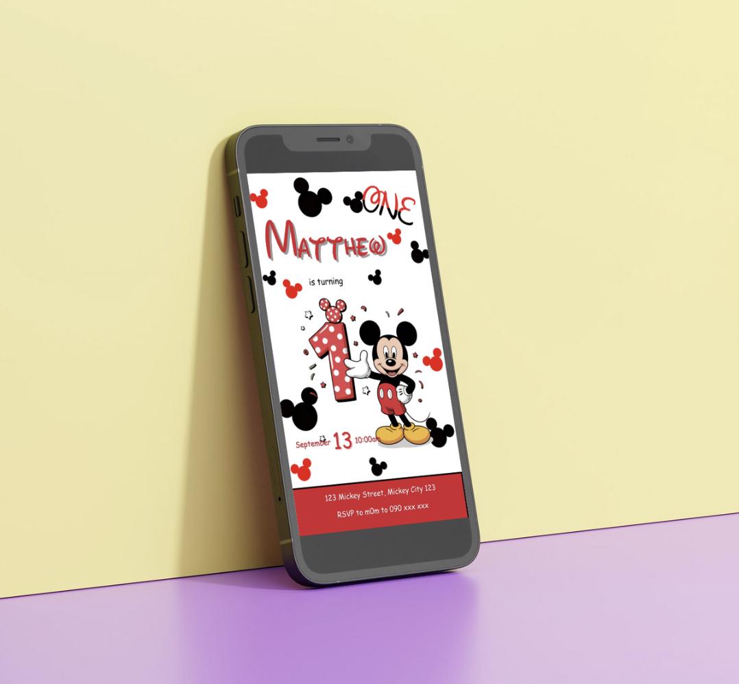 Editable Mickey Mouse 1st Birthday Invitation | Mickey Mouse Printable ...
