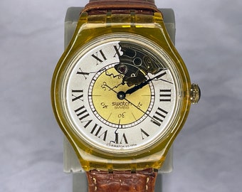 Swatch Automatic SAJ 100, reloj de pulsera automático, año 1995, completo con caja y documentación. Antiguo. Usado.