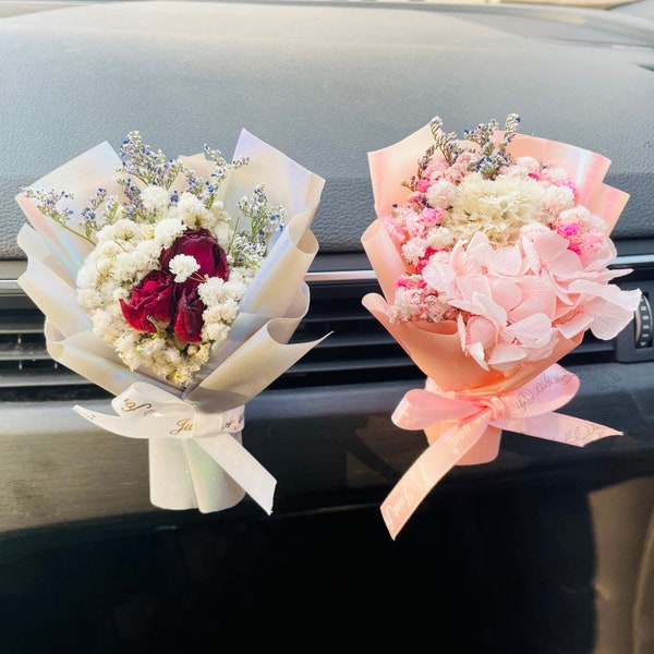 Agrafe pour bouquet de fleurs séchées naturelles, Désodorisant pour voiture, Diffuseur pour voiture, Décoration de voiture, Cadeau pour elle