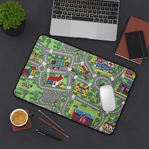90&#39;s City Carpet Large Desk Mat, Gaming Desk Mat, Extended Mousepad, Office Decor, Comfortable Mousepad Non-Slip