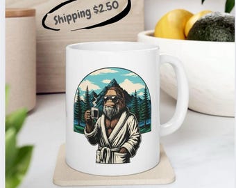Bigfoot Mug, Personalized Mug, Sasquatch Coffee Cup, Bigfoot Gifts, Ceramic Coffee Mug
