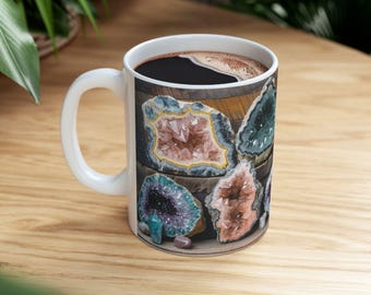 Agate Mug, Geode Agate Cup,  Mineral Coffee Mug, Coffee Cup Gift, Image Printed All Around, Two Sizes: 11oz and 15oz