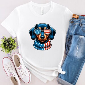 Dachshund Shirt, 4th Of July Shirt, Doxie Tee, Wiener Dog Shirt, Dachshund Top, Unisex Tee