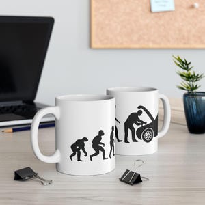 Evolution of human Kind Mug, Mechanic Coffee Cup, Gift for Mechanic, Funny Coffee Cup, Two Sizes: 11oz and 15oz