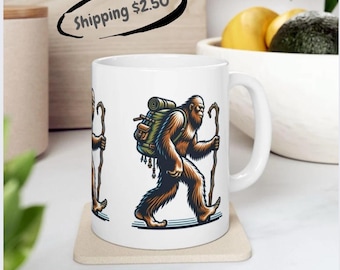 Bigfoot Mug, Sasquatch Coffee Cup, Image Printed All Around, Bigfoot Gifts, Ceramic Coffee Cup