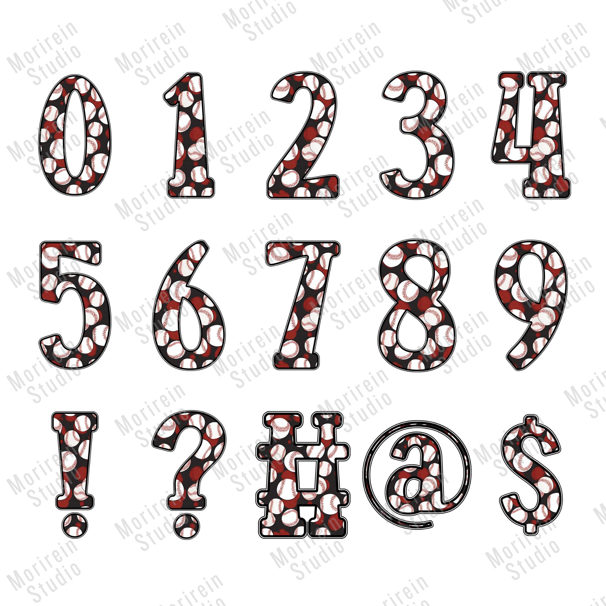 Baseball Doodle Alphabet PNG Bundle, 67 Letters & Numbers (digital ...