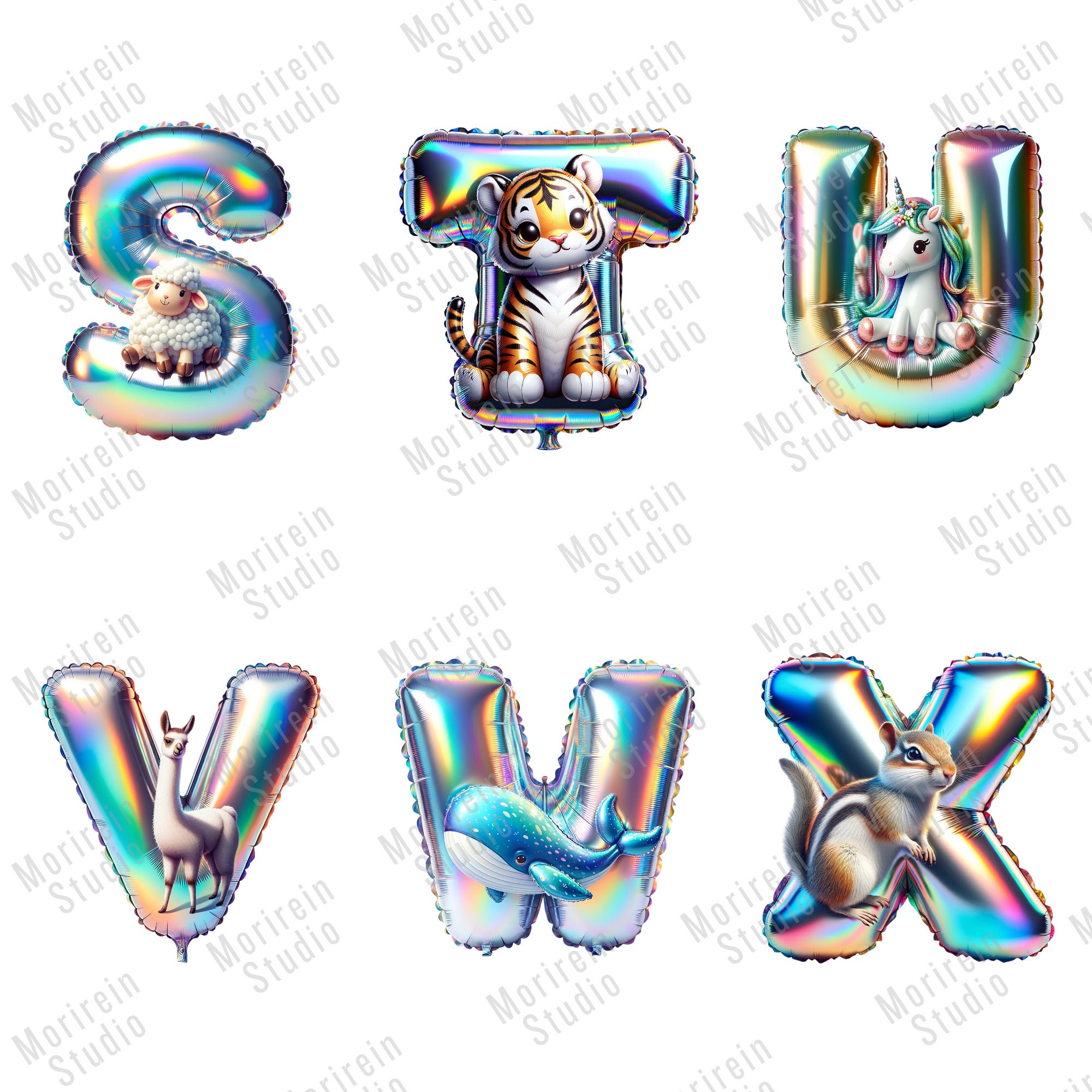 Animal Foil Balloon Letters & Numbers Clipart (digital Download) - Etsy