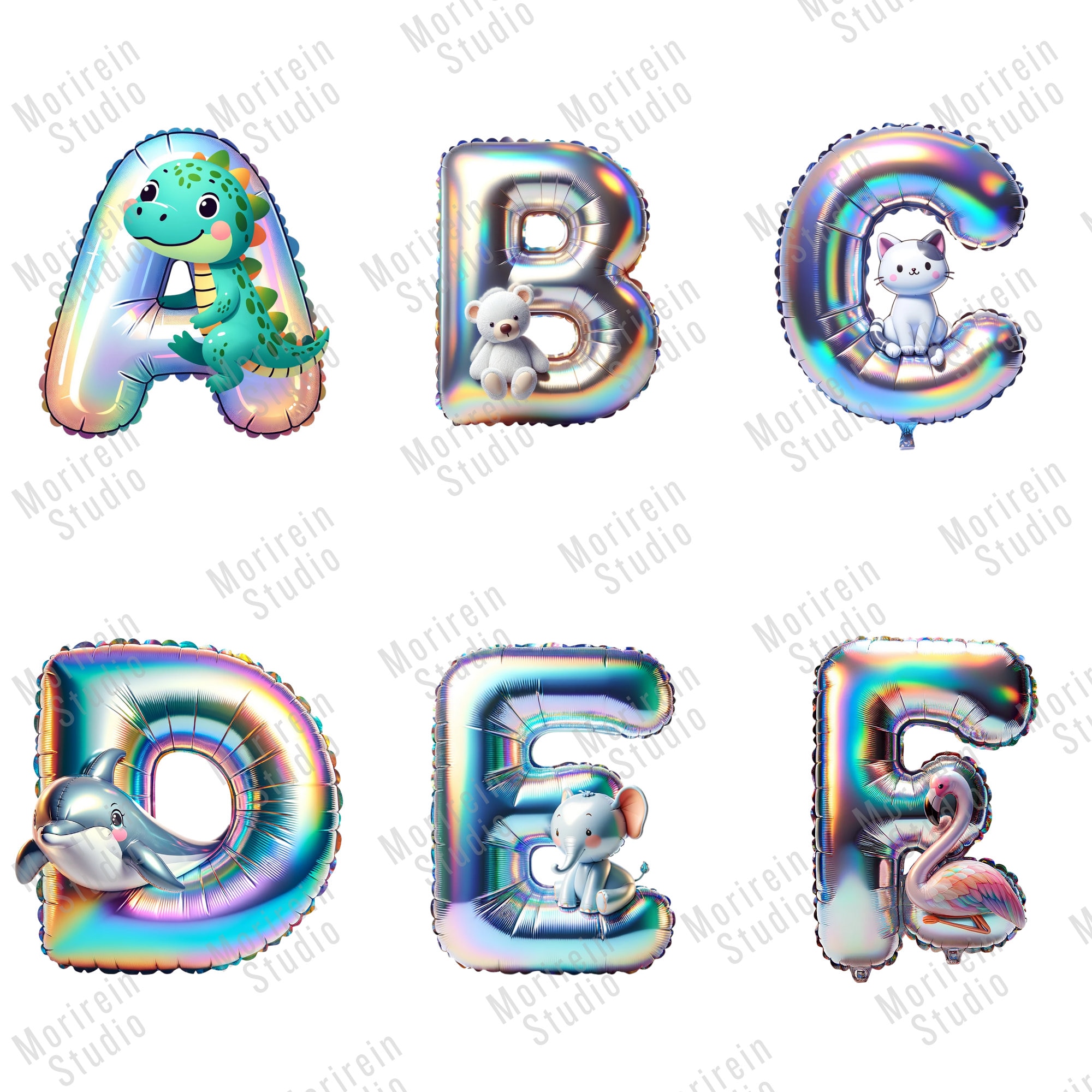 Animal Foil Balloon Letters & Numbers Clipart (digital Download) - Etsy