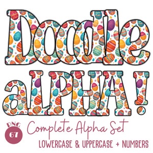 Easter Egg Alphabet Letters PNG Bundle 67 PNG Easter Doodle Alphabets and Numbers Easter Doodle Font PNG Letter Sublimation Digital Download