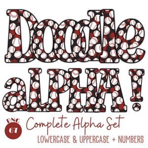 Baseball Alphabet Letters PNG Bundle 67 PNG Baseball Doodle Alphabets and Numbers Doodle Font PNG Letters For Sublimation Digital Download