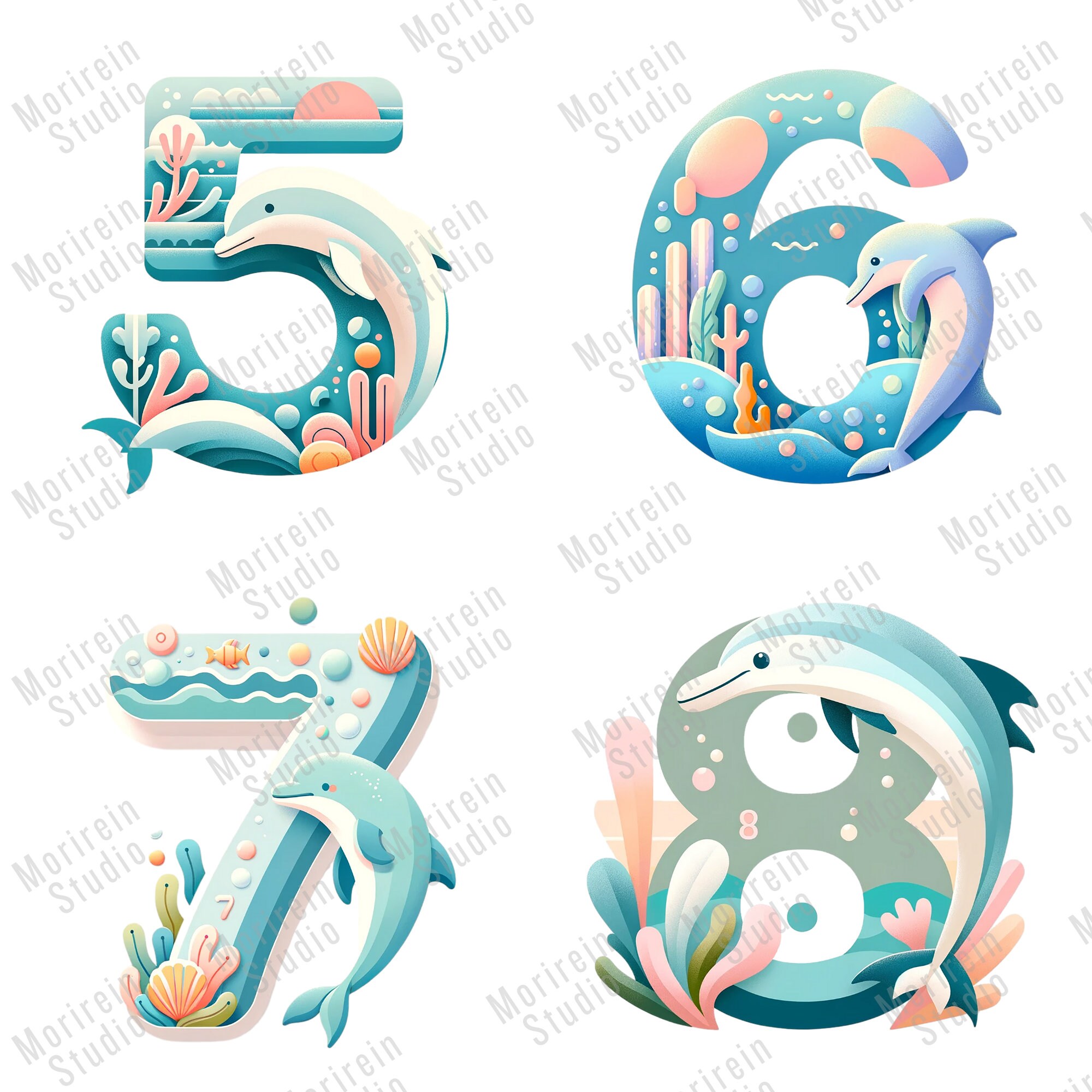 Dolphin Numbers Clipart 10 PNG Dolphin Numbers Birthday PNG Under the ...