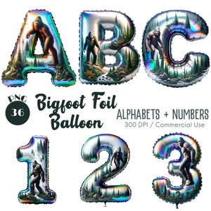 Bigfoot Foil Balloon Alfabetos e Números Clipart 36 PNG Bigfoot Balloon alfa Clipart Letra Decorativa Bigfoot Alphabet Digital download