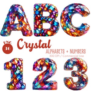 Crystal Alphabets and Numbers Clipart 36 PNG Crystal alpha Clipart Decorative Letters Alphabet Clipart Diamond Alphabet PNG Digital download