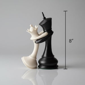 3D Printed Chess King and Queen in Love: Wedding Cake Topper