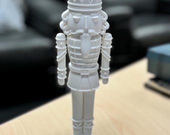 3D Printed Holiday Nutcracker, Festive PLA Decor (10.5" Tall)