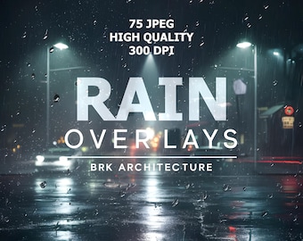 Rain Effect Photoshop Overlay, Raindrop Photo Effect, Digital Printable Gift, Misty Glass Effect Images, 75 Jpeg, 300 Dpi High Quality