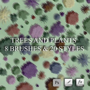 Trees & Plants Top View Photoshop 8 Brushes And 20 Styles, Assistant to Design, Ps 8 Tree and Plants Brushes, Architecture Student Tools