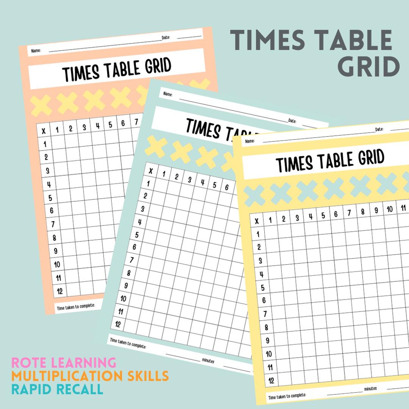 Multiplication Grid Worksheet Printable Math Practice for Kids Digital ...