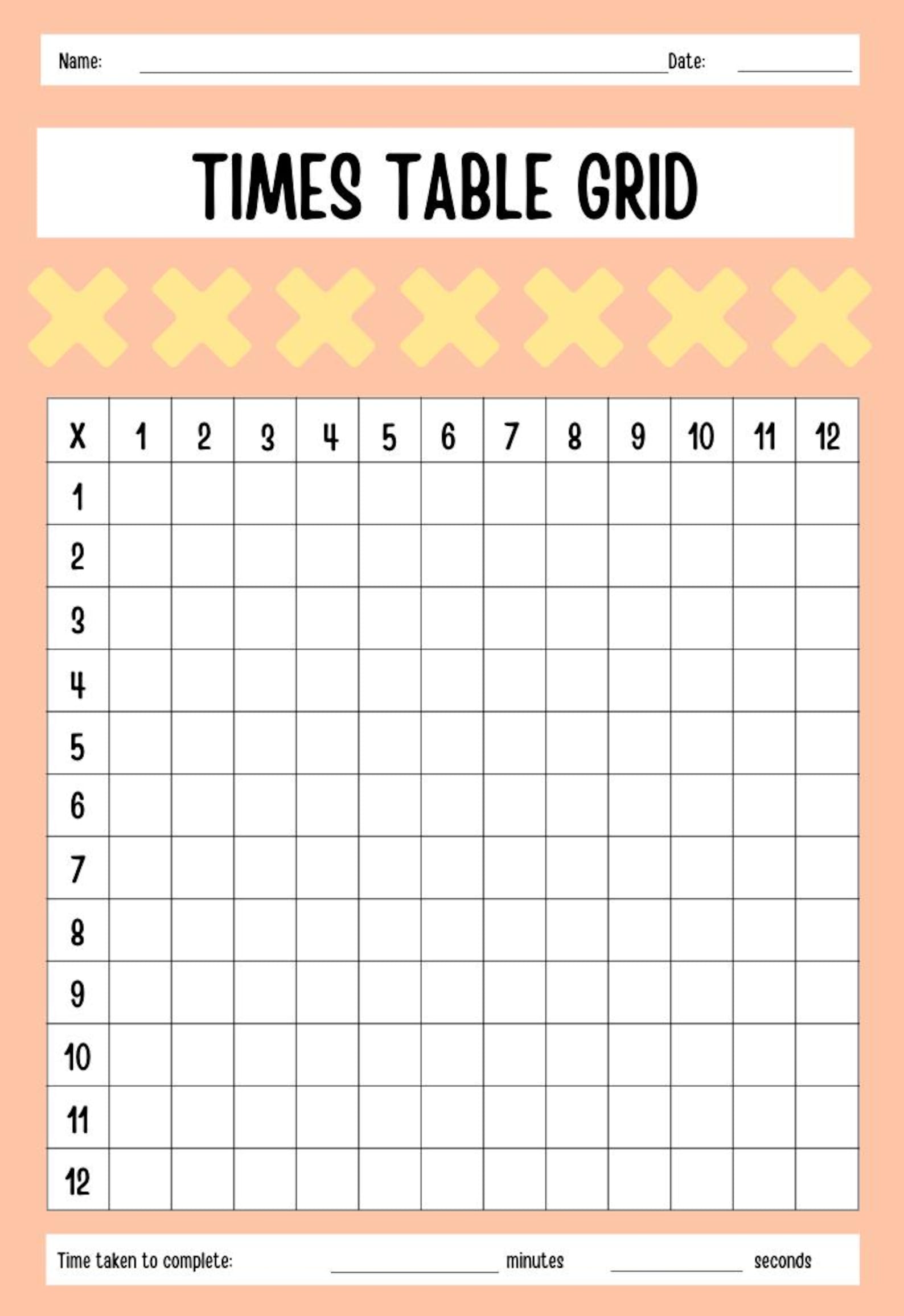 Multiplication Grid Worksheet Printable Math Practice for Kids Digital ...