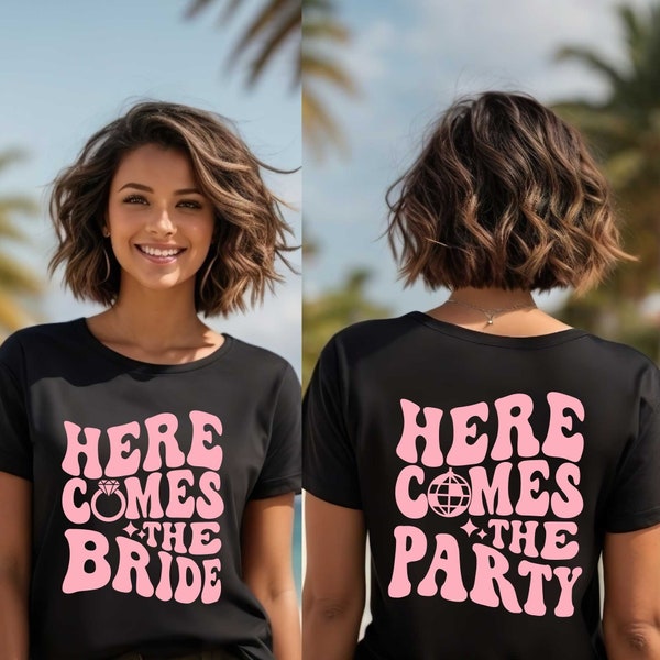 ute Retro JGA Shirts Bride & Team Front or Back Printed for Woman, Bride Team Shirts Set, Here Comes The Bride T-Shirt, Bridesmaids Gifts