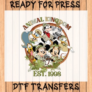 Disney Animal Kingdom ets.1998 Ready To Press,Safari Family Matching Dtf Transfers,Disney Silhouette Dtf Transfers,Disney Dtf Transfers