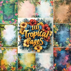 100 Tropical Junk Journal Pages, Printable Tropical Junk Journal Kit, Journal Supplies, Instant Ephemera, Collage Sheet Print, PNG Download