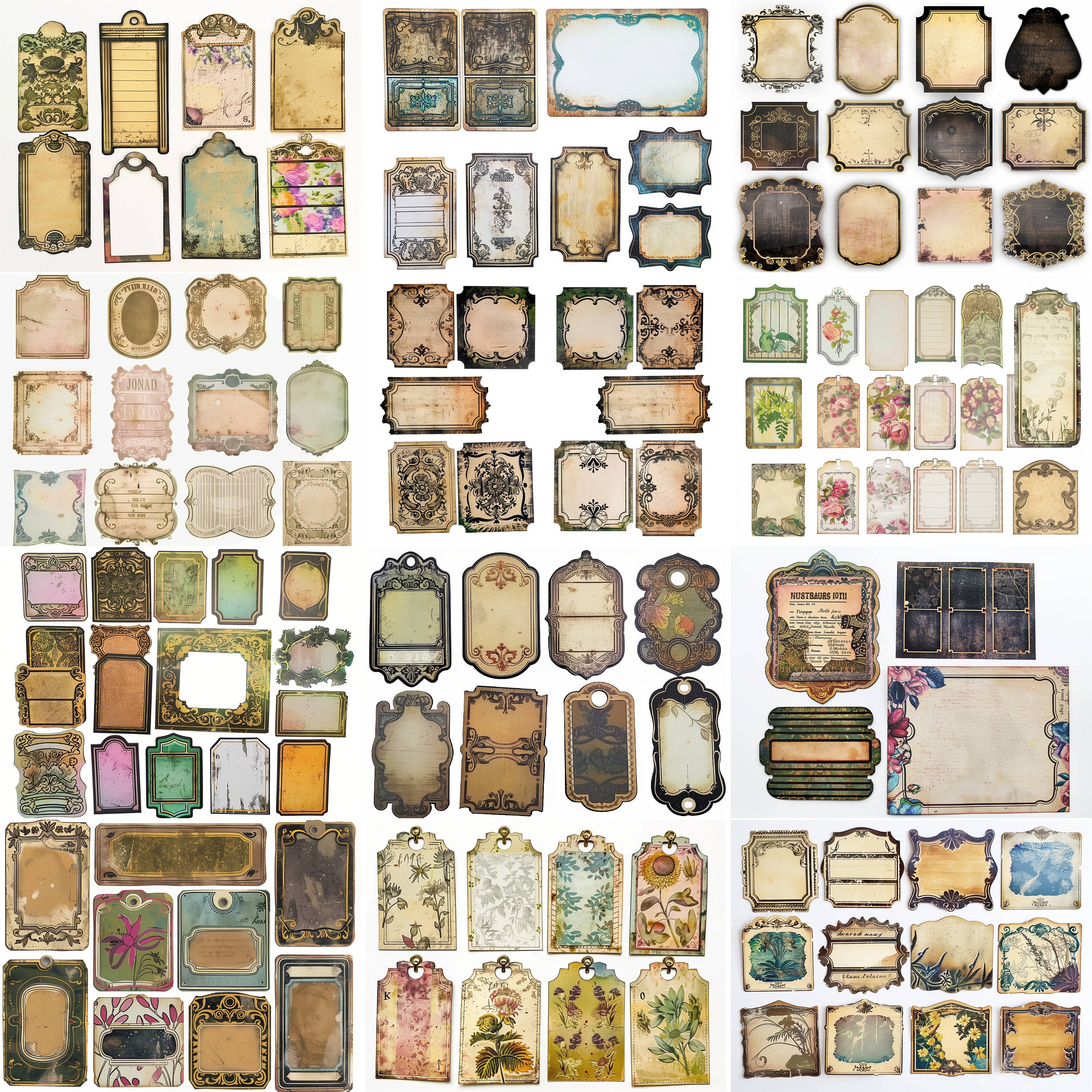 170 Labels Junk Journal Pages, Printable Vintage Labels Journal Kit ...