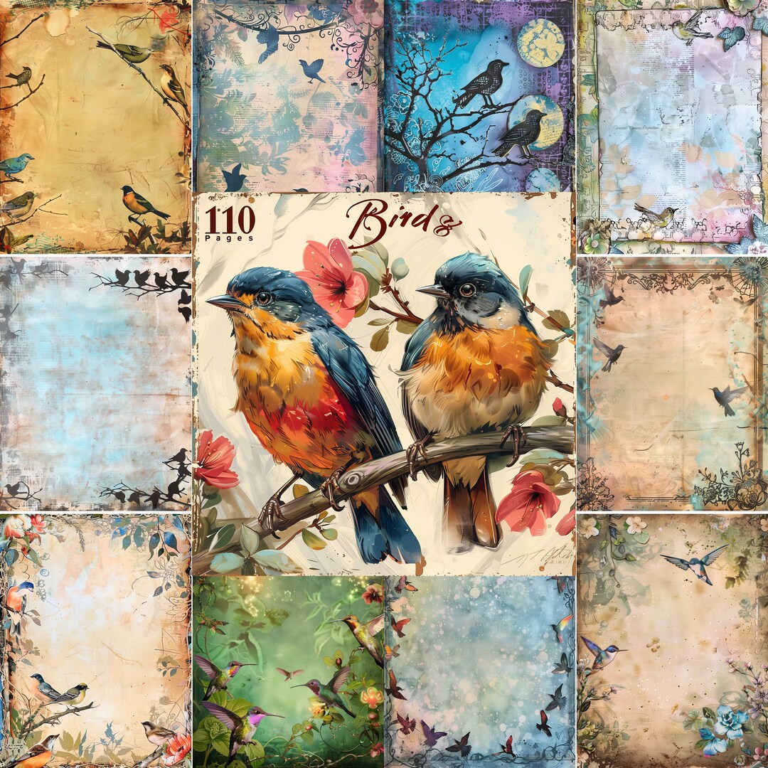 110 Birds Junk Journal Pages, Printable Bird Junk Journal Kit Papers ...