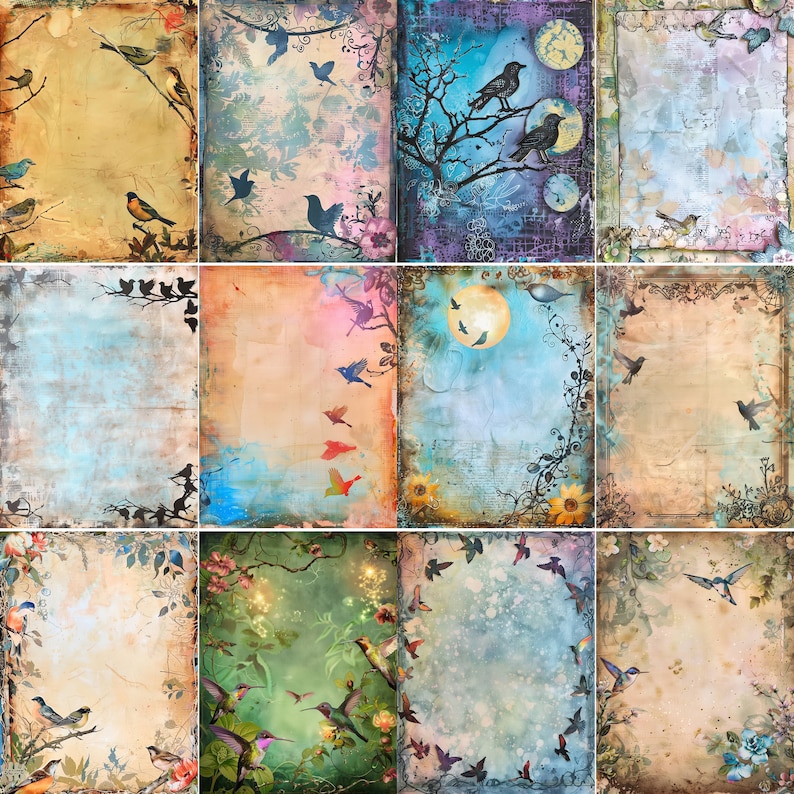 110 Birds Junk Journal Pages, Printable Bird Junk Journal Kit Papers ...