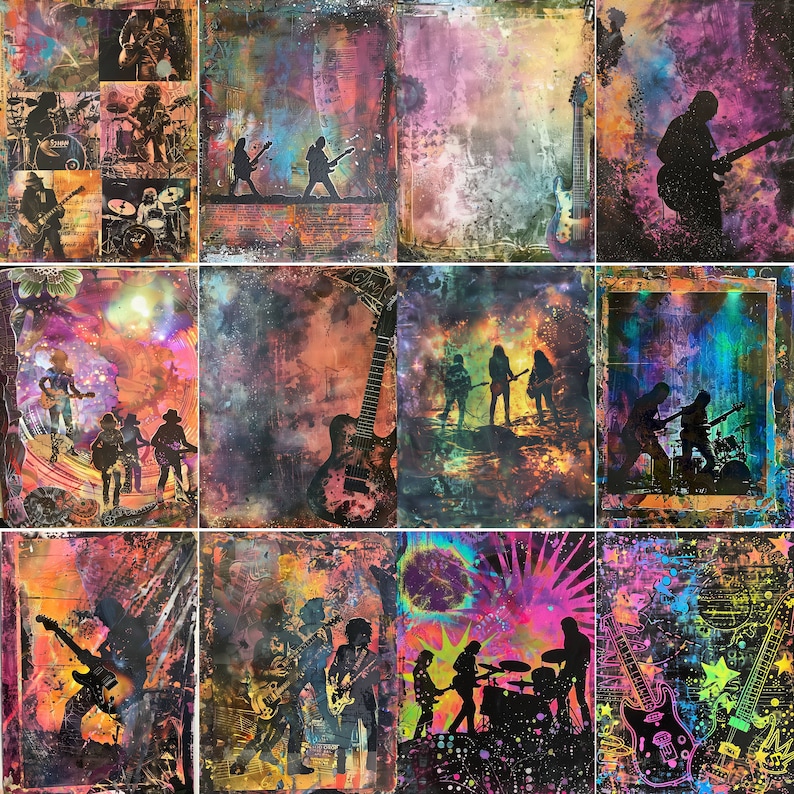 120 Rock Band Junk Journal Pages, Printable Rockband Journal Kit ...