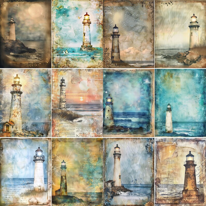 100 Lighthouse Junk Journal Pages, Printable Lighthouse Junk Journal ...
