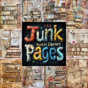 180 pagine di diario rustico "Rustic Library Junk", kit di diario rustico "Rustic Library Junk" stampabile, materiale per diario, effimeri, foglio collage, download PNG