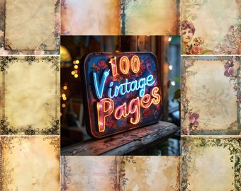 100 Vintage Junk Journal Pages, Printable Vintage Junk Journal Kit, Journal Supplies, Ephemera, Collage Sheet, PNG Download