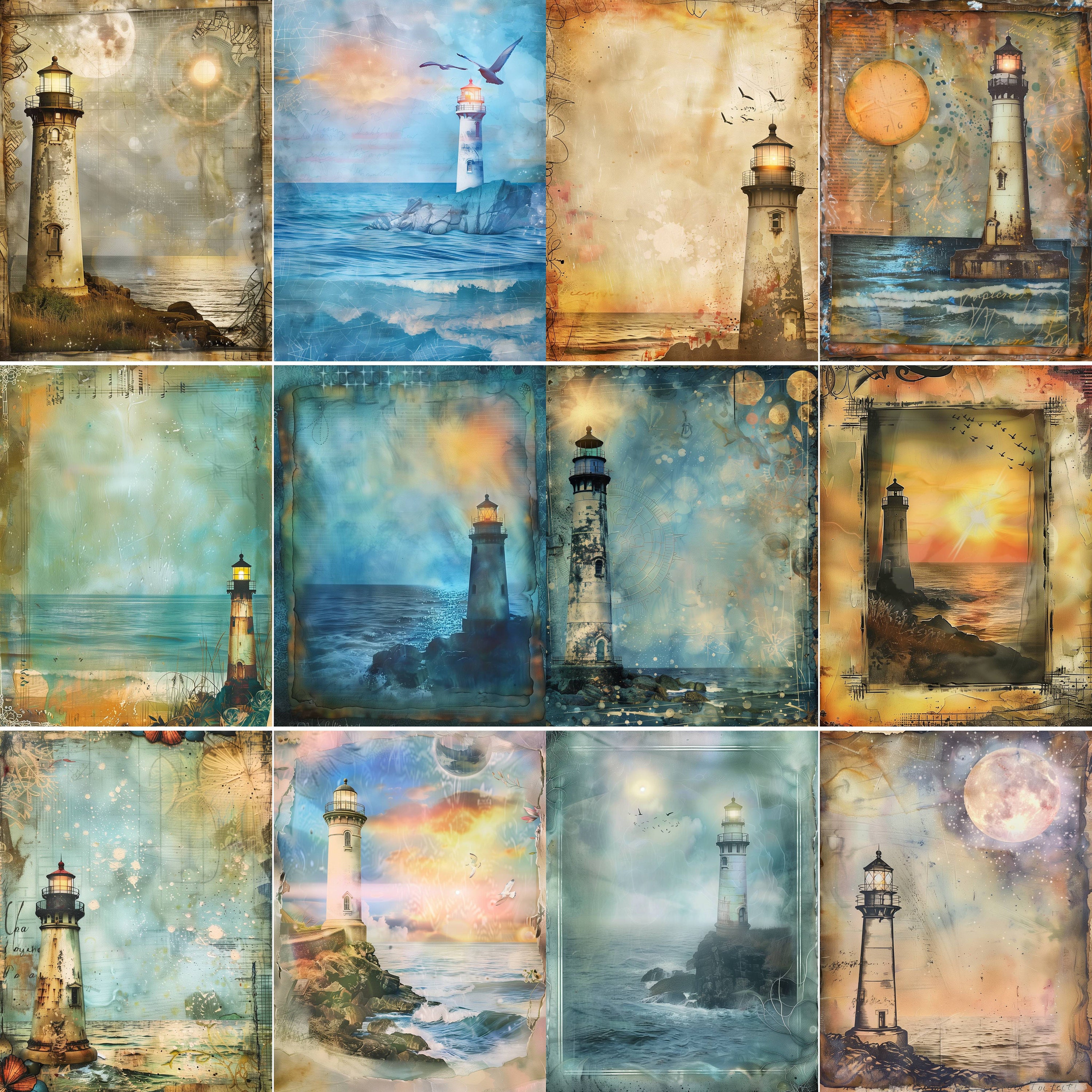 100 Lighthouse Junk Journal Pages, Printable Lighthouse Junk Journal ...