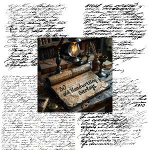 30 Old Handwriting Overlays For Junk Journals, 19th Century, Scrapbooking, Transparent PNGs, Junk Journal Supplies, Ephemera, PNG Download