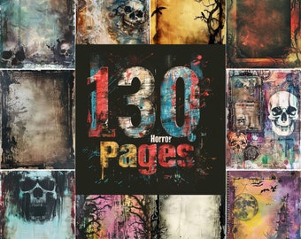 130 Horror Junk Journal Seiten, Printable Horror Fright Junk Journal Kit, Gruselige Journal Lieferungen, Ephemera, Collage Sheet, PNG Download