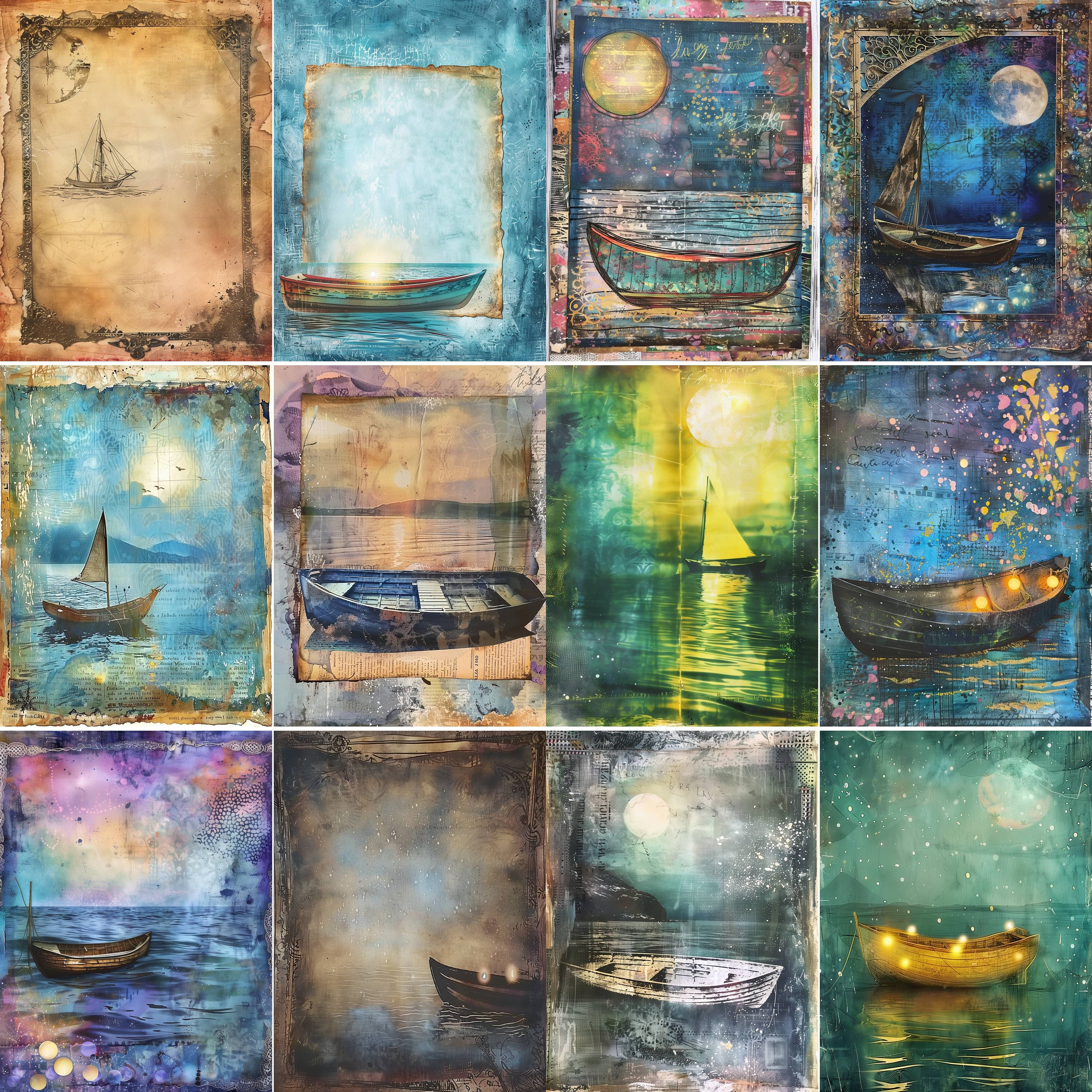 110 Boat Junk Journal Pages, Printable Rowboat Junk Journal Kit ...
