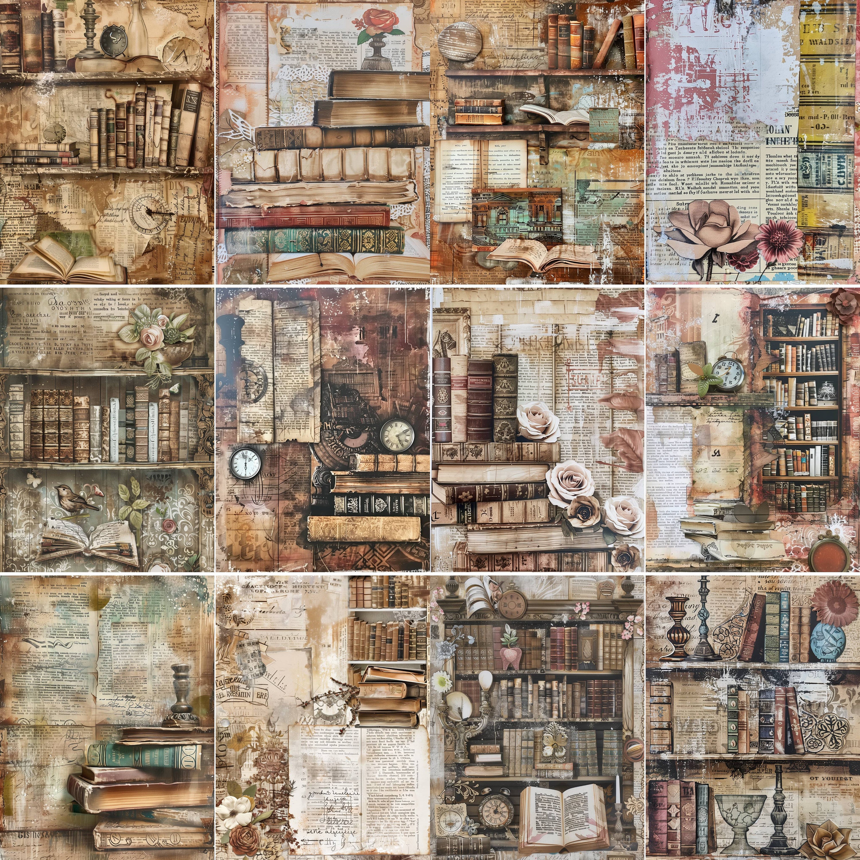 180 Rustic Library Junk Journal Pages, Printable Rustic Library Junk ...