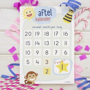 Calendario de cuenta atrás imprimible A4 Póster infantil