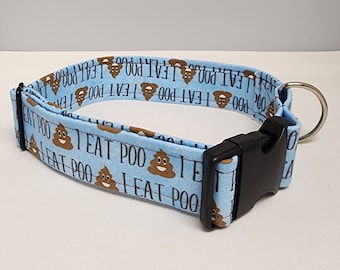 I EAT POO in Blue Dog Collar