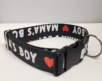 Mama&#39;s Boy in Black Dog Collar