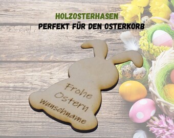 Ostern, Osterdeko personalisiert, Osterkorb Deko, Holzdeko Ostern personalisiert, Osterhase mit Spruch, Ostergeschenk personalisiert